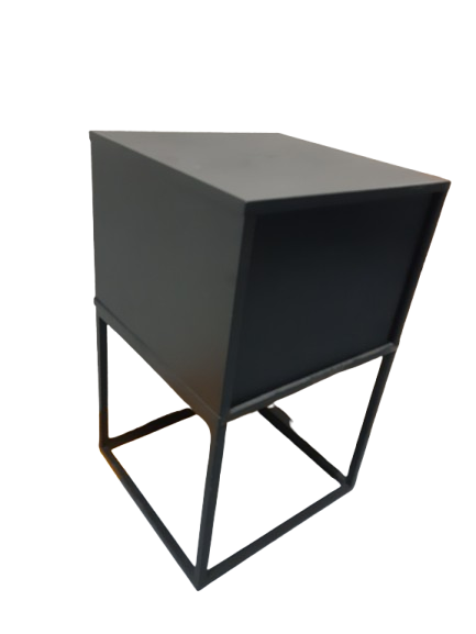 Mesa de Noche Industrial-Moderna con Base Metálica