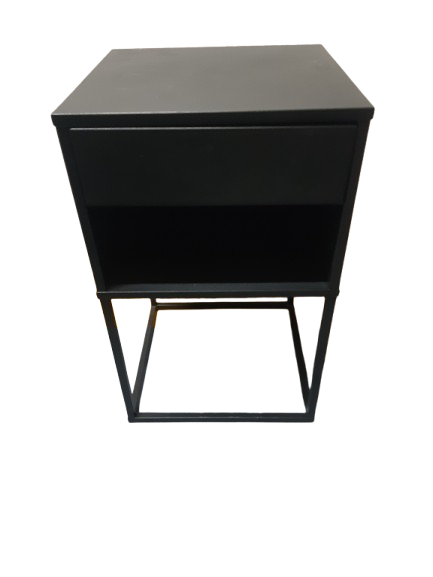 Mesa de Noche Industrial-Moderna con Base Metálica