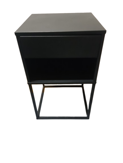 Mesa de Noche Industrial-Moderna con Base Metálica