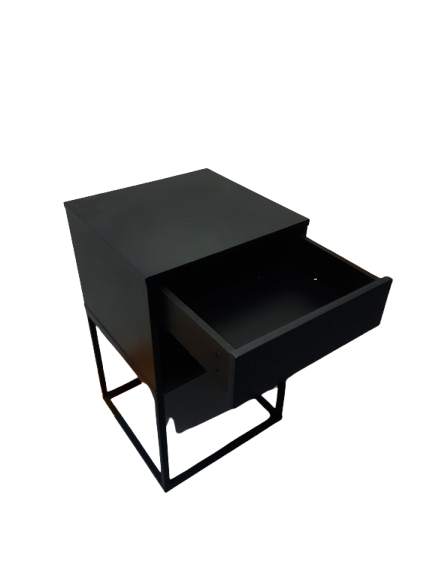 Mesa de Noche Industrial-Moderna con Base Metálica