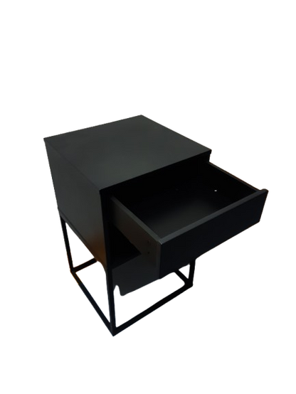 Mesa de Noche Industrial-Moderna con Base Metálica