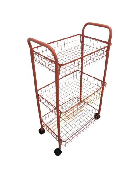 Carrito organizador auxiliar metálico de 3 niveles