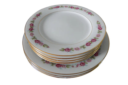 Vajilla Antigua de Porcelana (Diseño  Perimetral de Guirnaldas y Rosas)