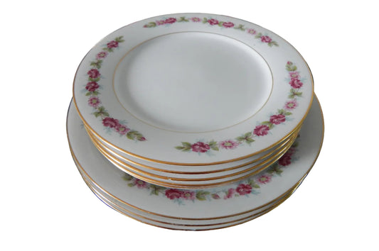 Vajilla Antigua de Porcelana (Diseño  Perimetral de Guirnaldas y Rosas)