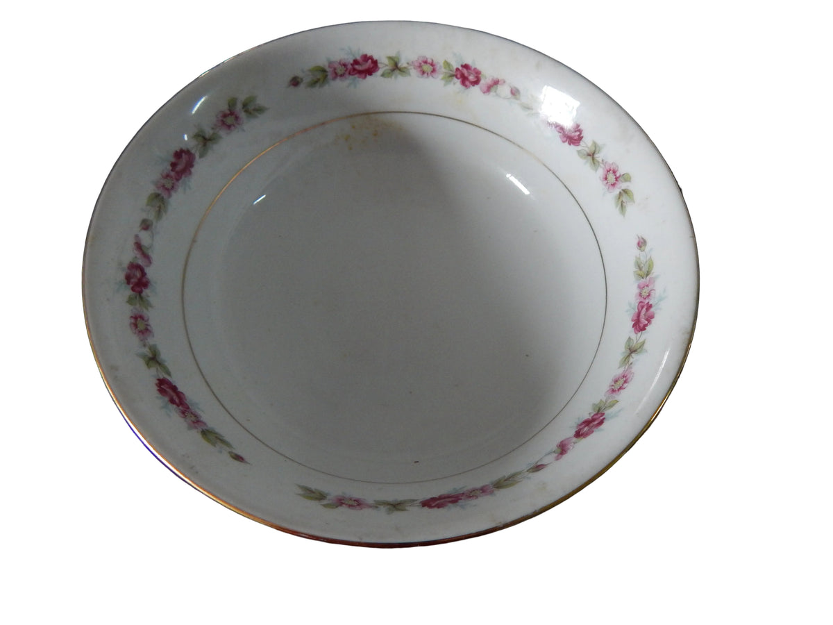 Vajilla Antigua de Porcelana (Diseño  Perimetral de Guirnaldas y Rosas)