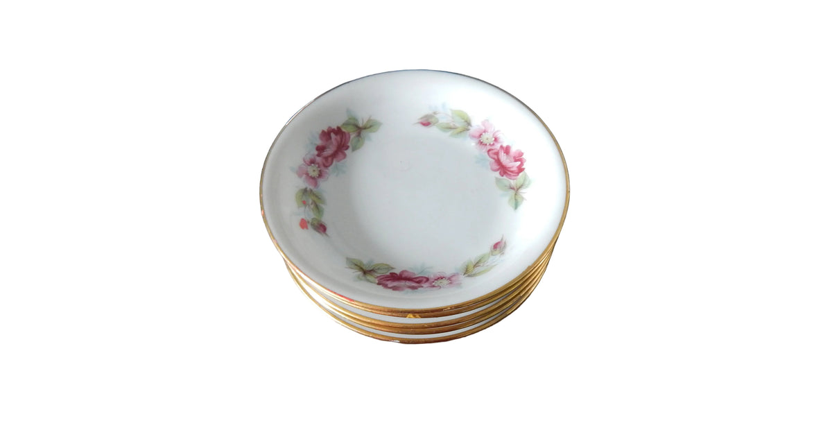 Vajilla Antigua de Porcelana (Diseño  Perimetral de Guirnaldas y Rosas)
