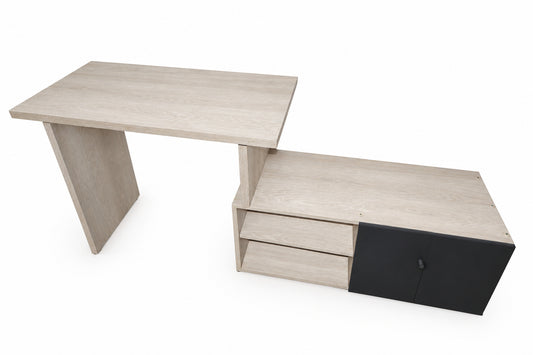 Escritorio Modular en Madera Aglomerada con Repisas y Puerta Negra