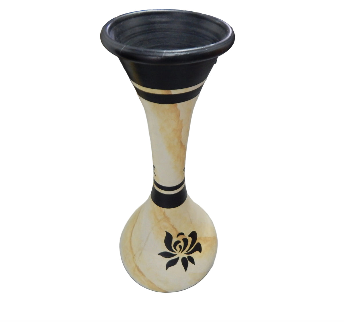 Jarrón Cerámico Alto Decorativo Beige con Negro