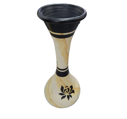 Jarrón Cerámico Alto Decorativo Beige con Negro