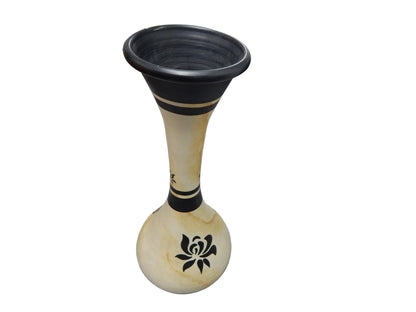 Jarrón Cerámico Alto Decorativo Beige con Negro