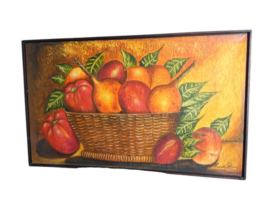 Cuadro Bodegón de Frutas Tropicales en Canasta