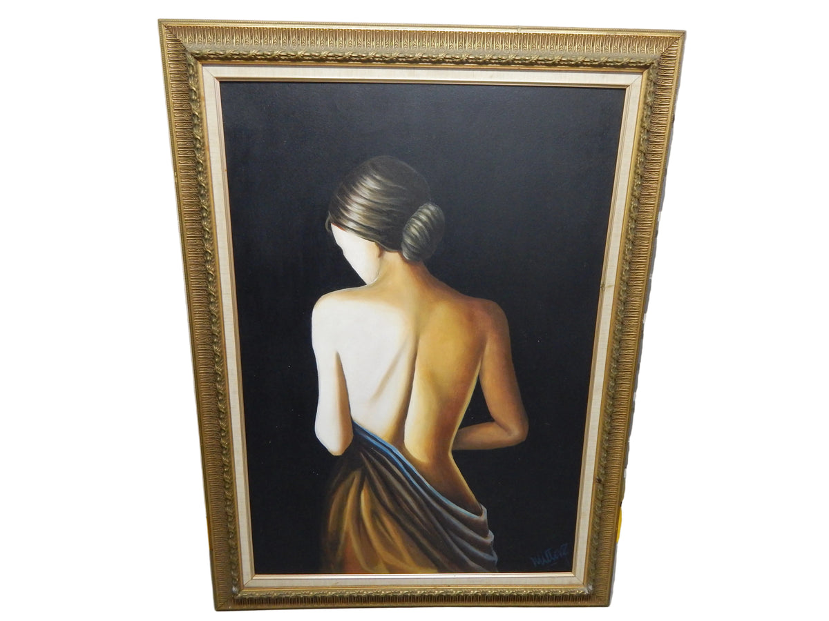 Cuadro Pintura Artística de Silueta Femenina de Espalda