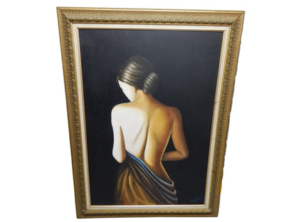 Cuadro Pintura Artística de Silueta Femenina de Espalda