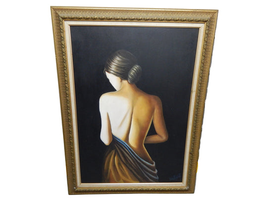 Cuadro Pintura Artística de Silueta Femenina de Espalda