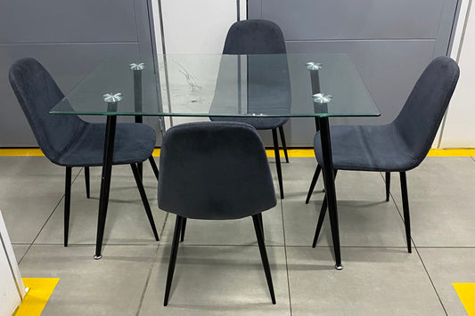 Comedor Moderno 4 Sillas con Mesa de Vidrio Templado