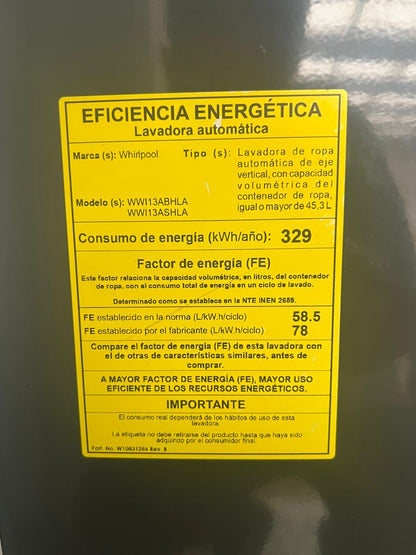 LAVADORA WHIRLPOOL 13 KG