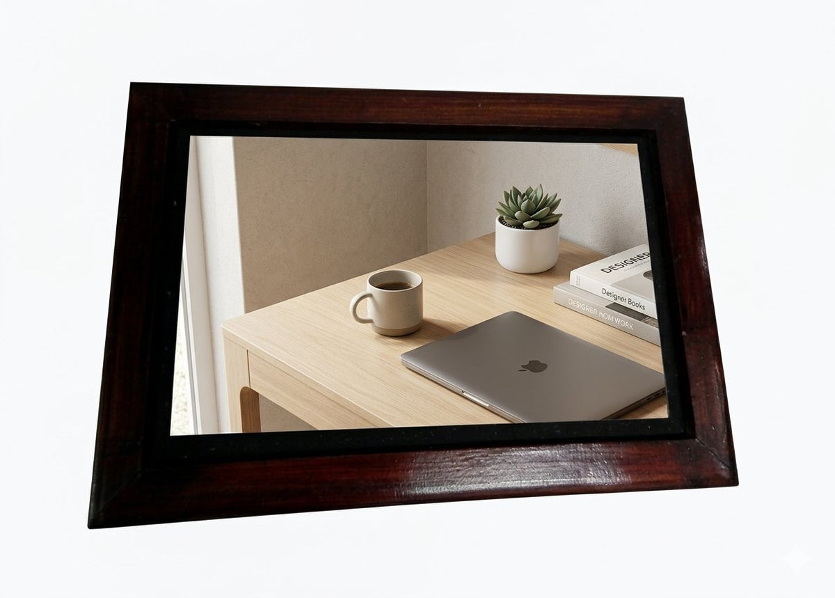 Dúo de Espejos de Pared Rectangulares con Marco de Madera Rústica